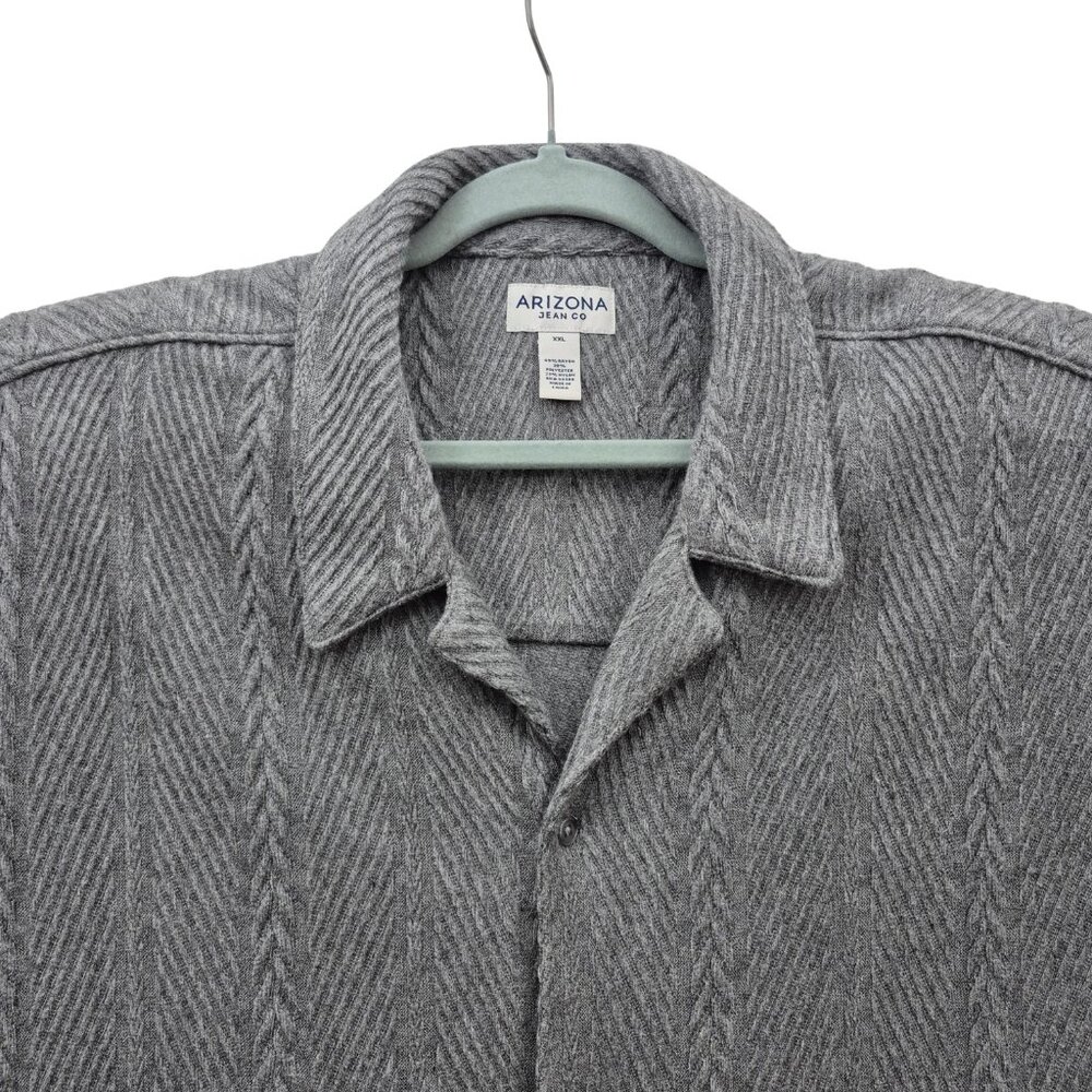 Arizona Jean Co Men’s Jacquard Casual Shirt Button-up Short Sleeve Size 2XL Gray - Picture 2 of 11